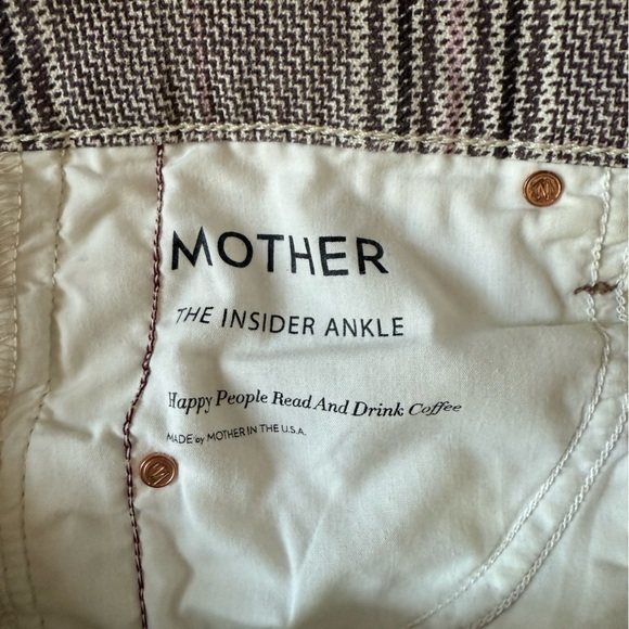 MOTHER The Insider Ankle Pants Size 28 Plaid Plum - Picture 8 of 12